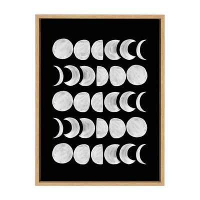 Sylvie 901 Moon Phases White on Black Framed Canvas by kateandlaurel - main product image for Resin Society