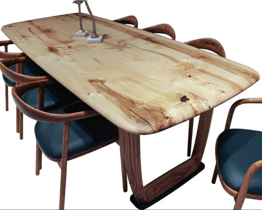 Rustic Solid Chestnut Wood Dining Table with Chestnut Legs by Gizz - main product image for Resin Society