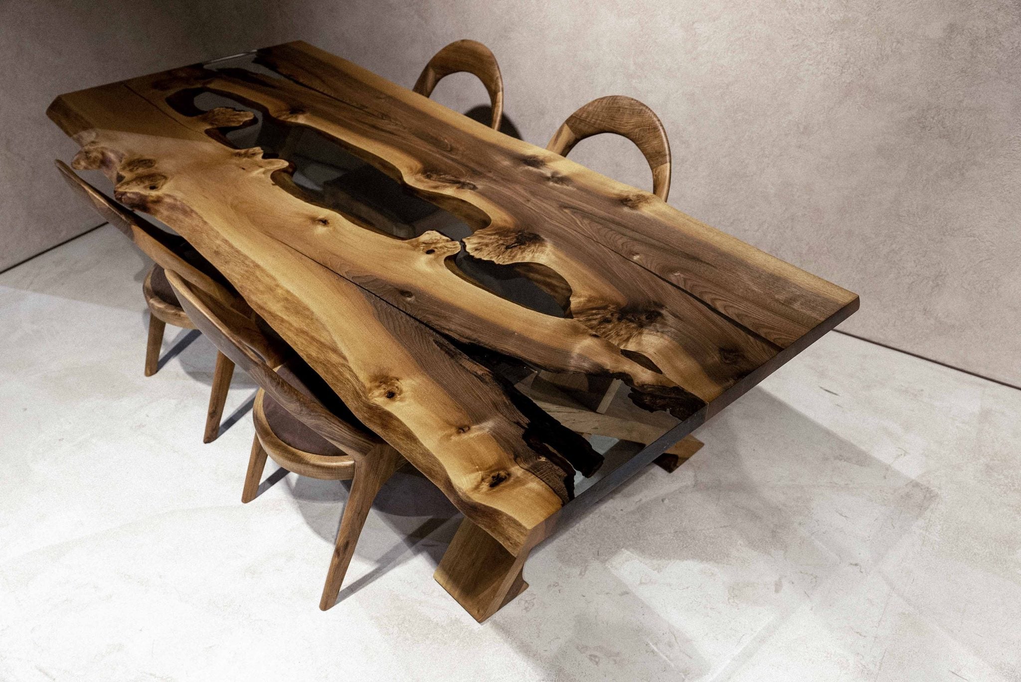 Live Edge Rustic Epoxy Resin River Dining Table - Walnut Wood by Gizz - product image 5 for Resin Society