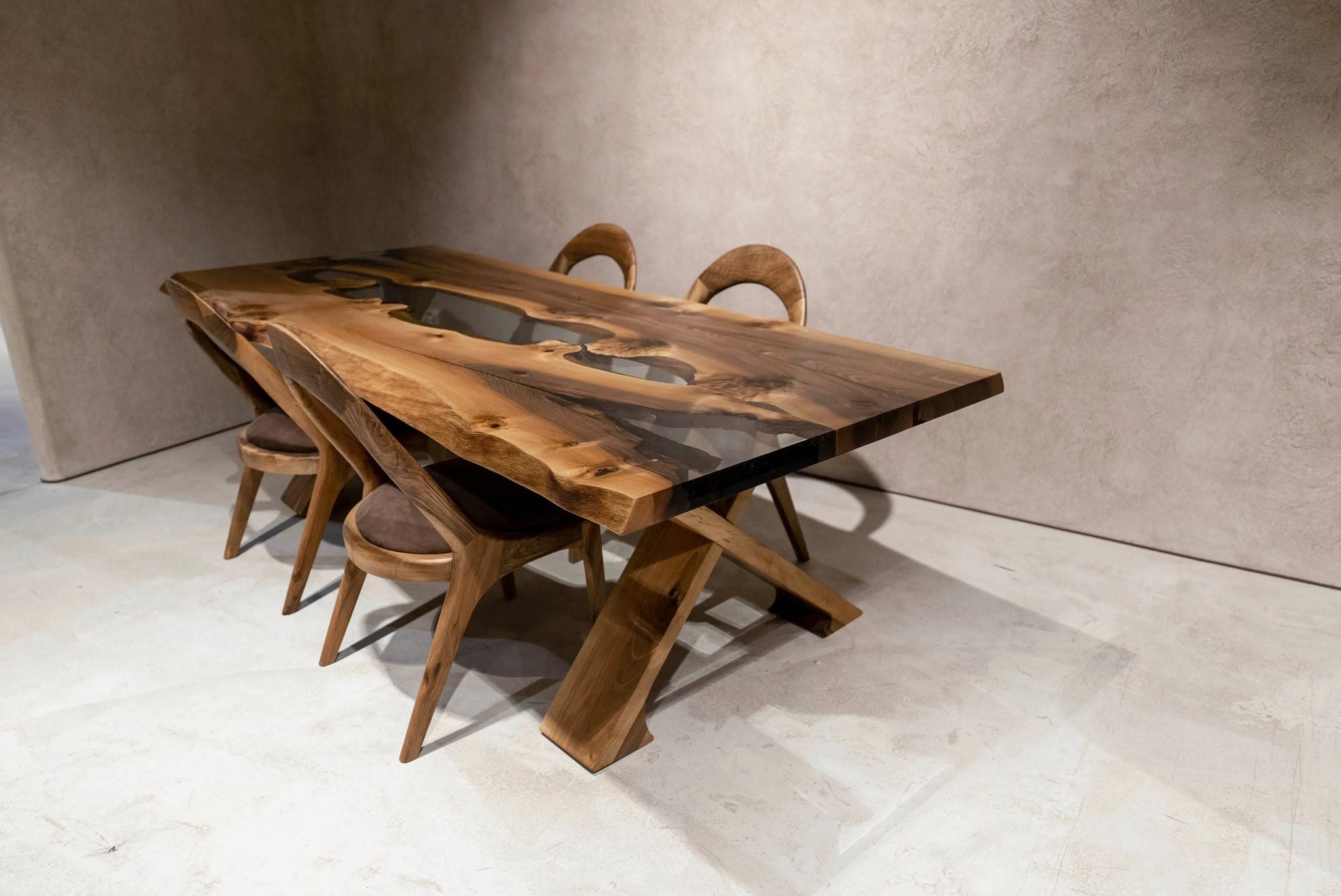 Live Edge Rustic Epoxy Resin River Dining Table - Walnut Wood by Gizz - product image 4 for Resin Society