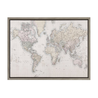 Sylvie Vintage World Map Framed Canvas by The Creative Bunch Studio by kateandlaurel - product image 19 for Resin Society