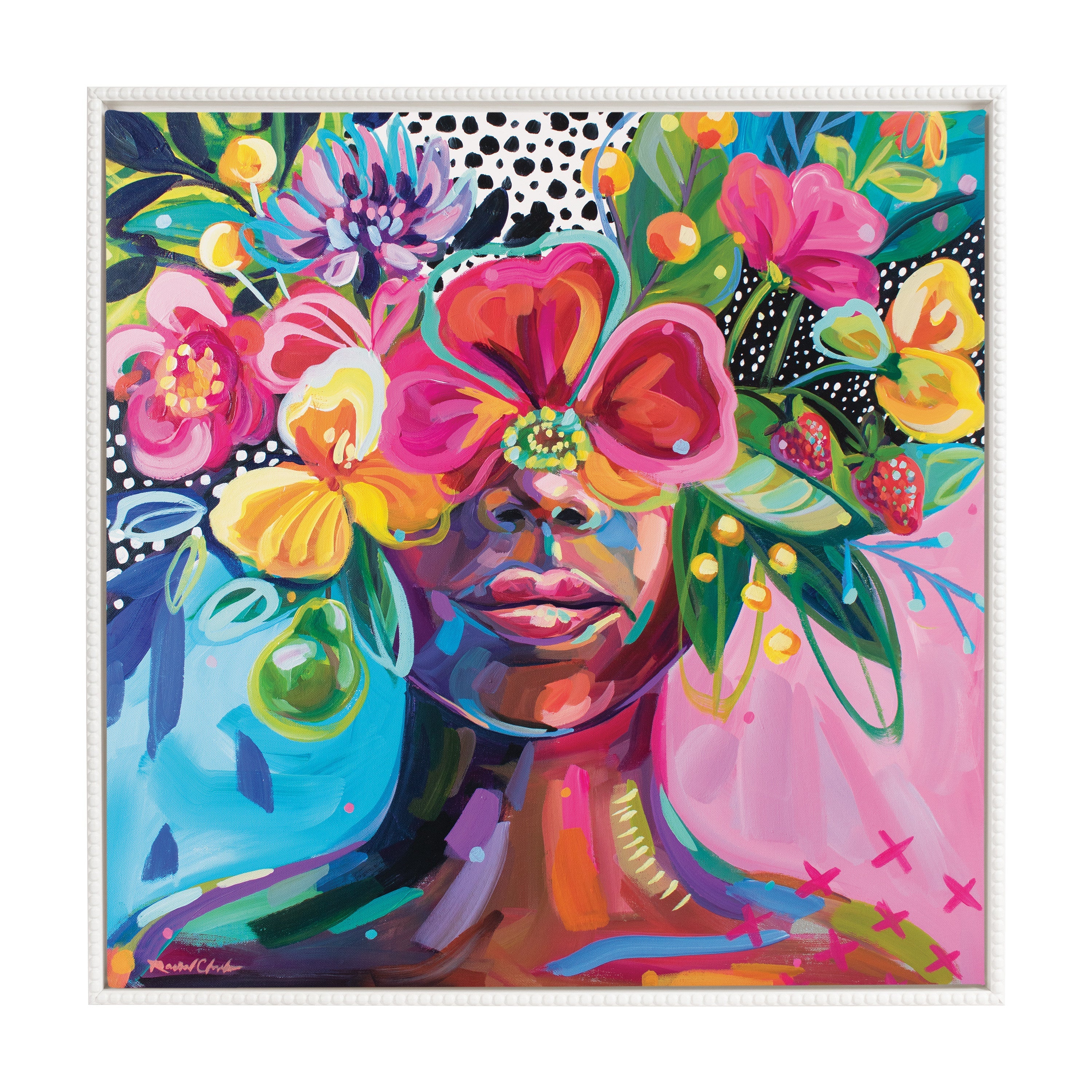 Sylvie Beaded She Was A Curious Mind Framed Canvas by Rachel Christopoulos