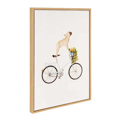 Sylvie Frenchie Bulldog on a Bicycle Framed Canvas by Amy Peterson Art Studio
