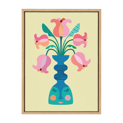 Sylvie Mid Century Modern Tulips Framed Canvas by kateandlaurel - main product image for Resin Society