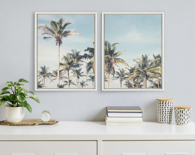 Sylvie Coastal Coconut Palm Tree Beach Framed Canvas Set by The by kateandlaurel - product image 6 for Resin Society
