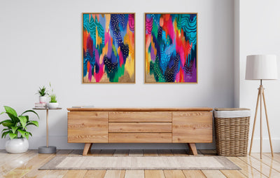 Sylvie EV Brushstroke 128 Left and Right Framed Canvas Art Set by Jessi Raulet of Ettavee