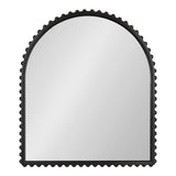Arched wall mirror with a black frame featuring decorative rounded bead-like accents along the edges