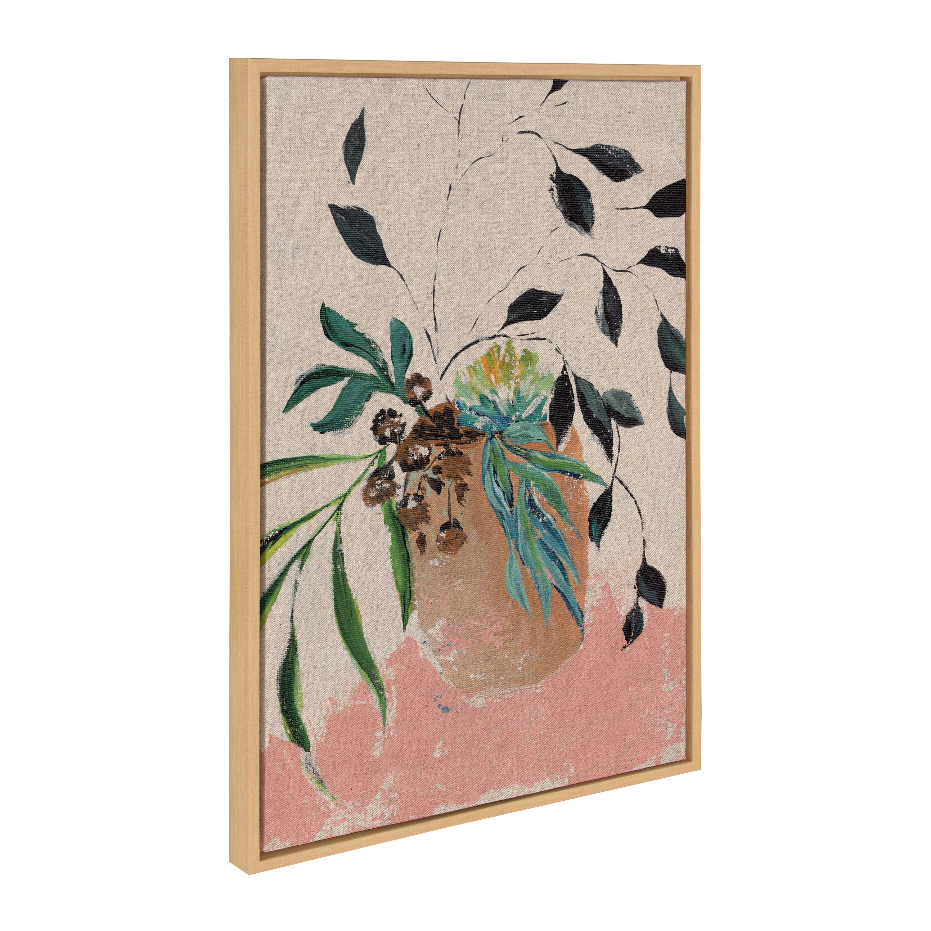 Sylvie Wild Foliage | Neutral Linen Framed Canvas by Nikita Jariwala