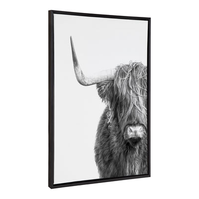 Sylvie B&W Highland Cow No. 1 Framed Canvas by Amy Peterson Art Studio