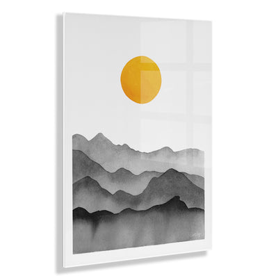 Black Yellow Mountain Range Silhouette Floating Acrylic Art by kateandlaurel - main product image for Resin Society
