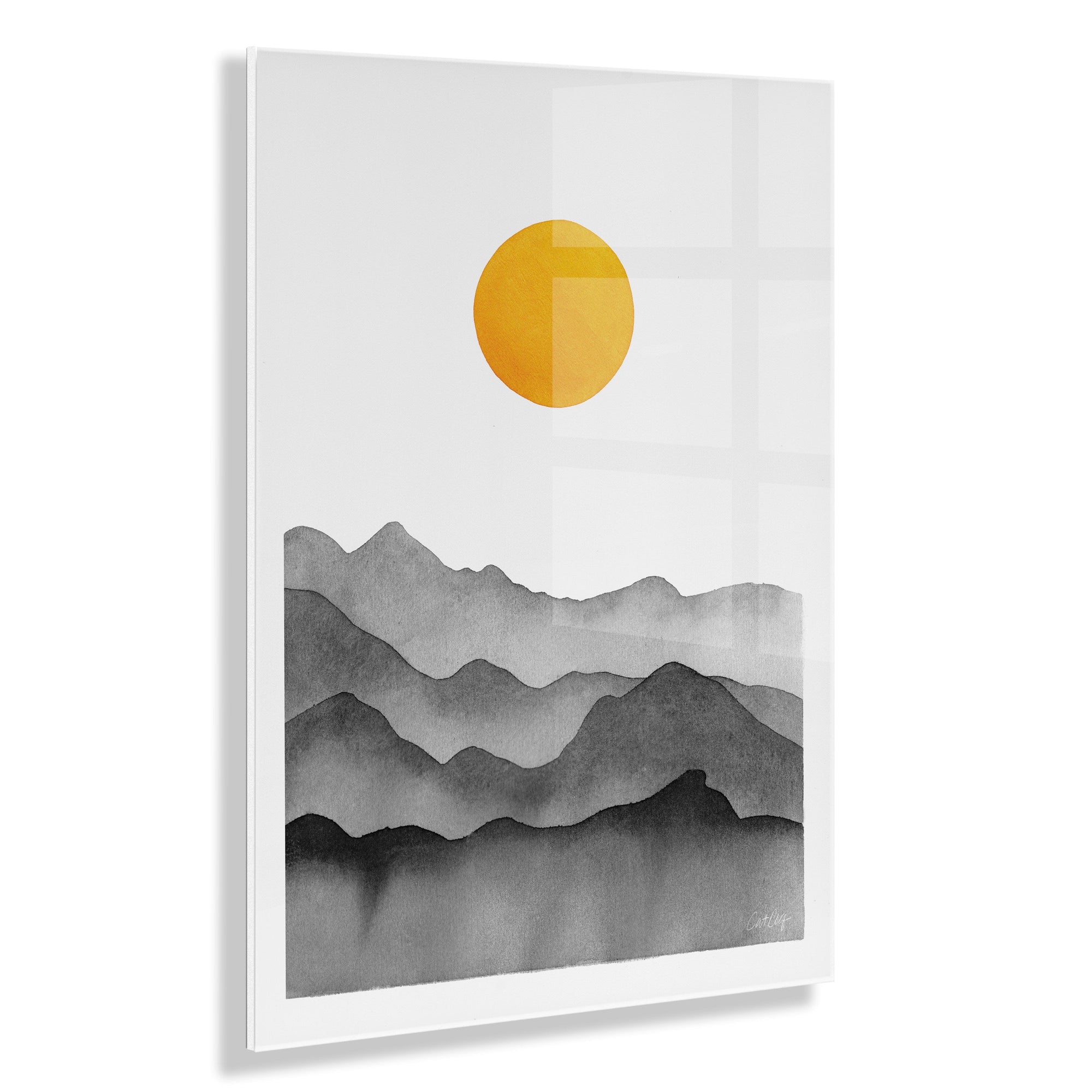 Black Yellow Mountain Range Silhouette Floating Acrylic Art by kateandlaurel - product image 10 for Resin Society