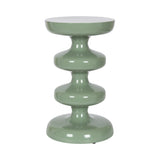 Fondi Metal Side Table in green with round tabletop and stacked bubble metal base