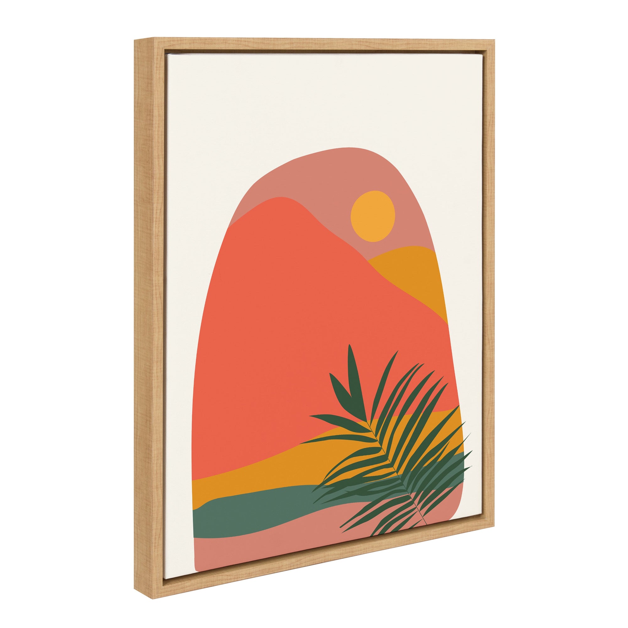 Sylvie Tropical Landscape Framed Canvas by kateandlaurel - framed canvas showing neutral toned tropical landscape artwork