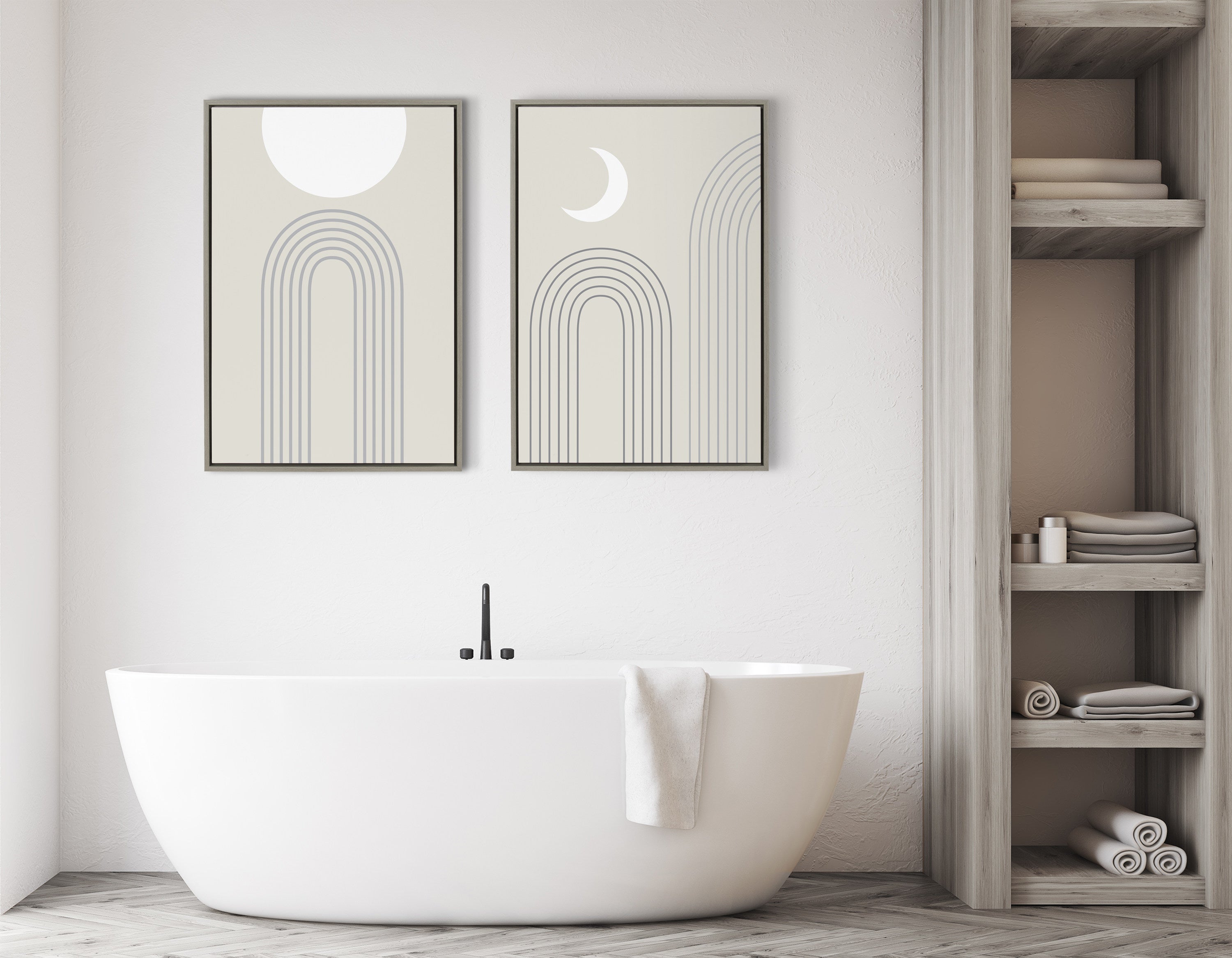 Sylvie Full Moon over the Mountain Top Framed Canvas by kateandlaurel - product image 5 for Resin Society