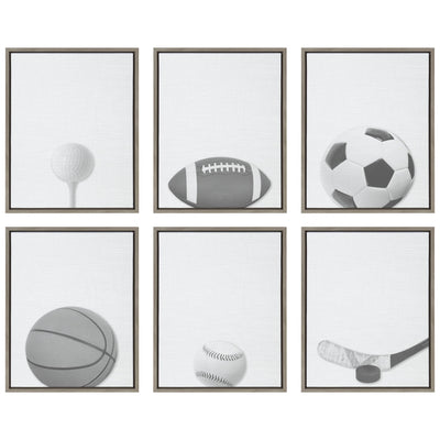 Sylvie Soccer Ball Portrait Framed Canvas, Gray 18x24 by kateandlaurel - product image 6 for Resin Society