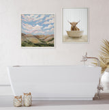 Sylvie Highland Cow Farmhouse Bath Framed Canvas by kateandlaurel - product image 5 for Resin Society
