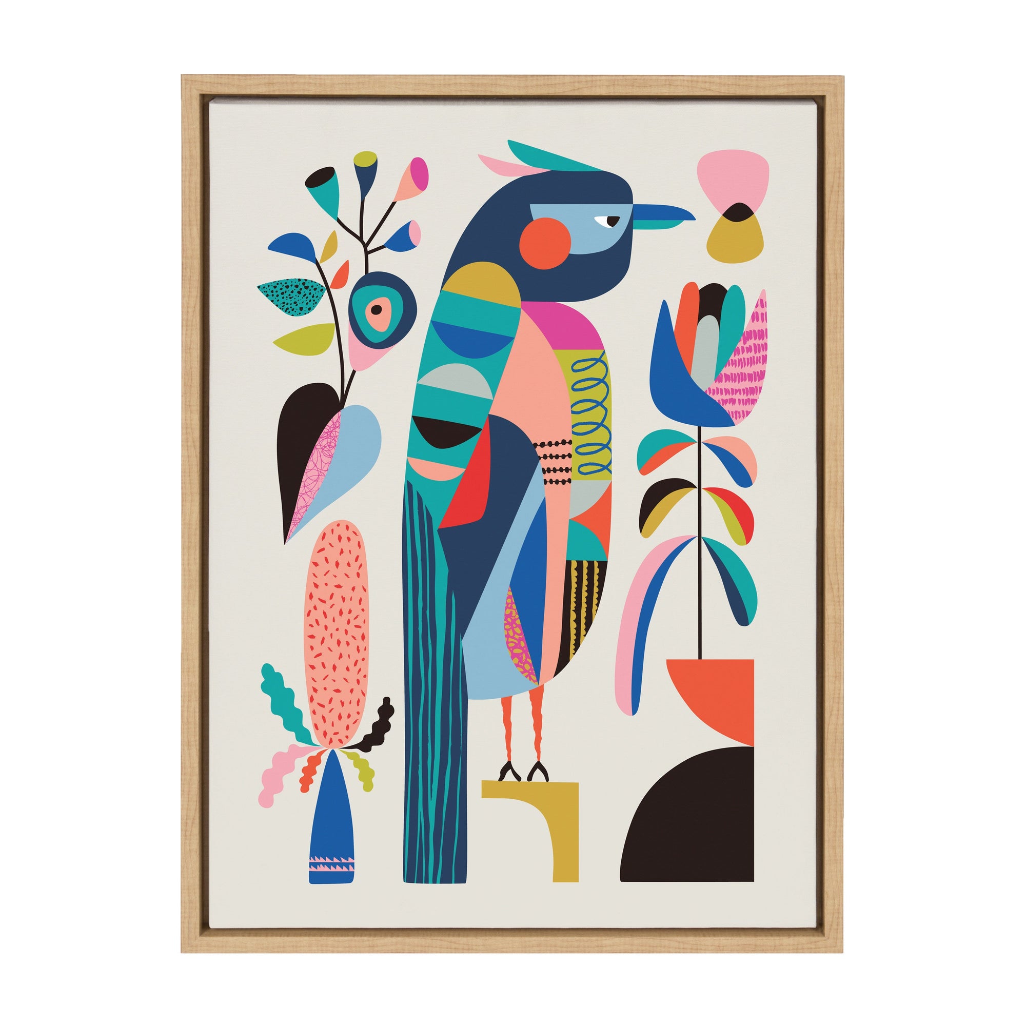 Sylvie Mid Century Modern Kookaburra Framed Canvas by kateandlaurel - product image 10 for Resin Society
