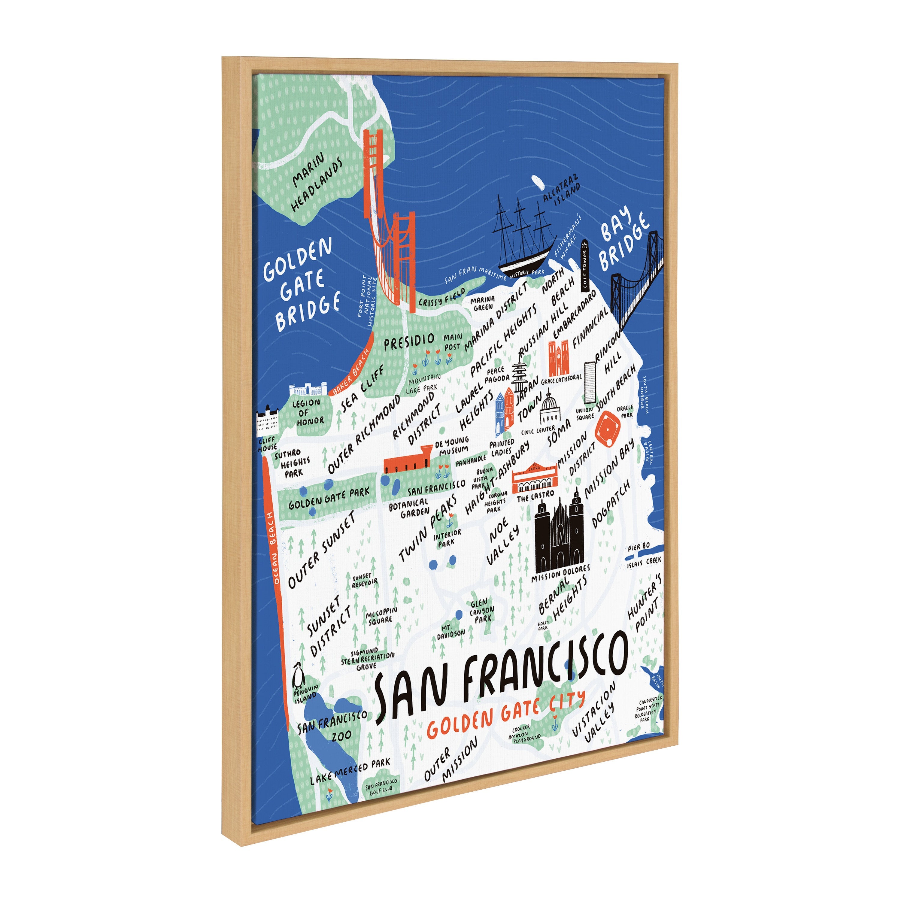 Sylvie San Francisco Illustration Framed Canvas by kateandlaurel - product image 9 for Resin Society