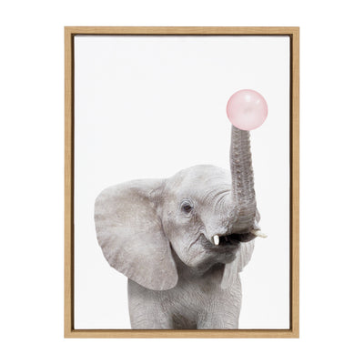 Sylvie Bubble Gum Elephant Framed Canvas by Amy Peterson Art Studio by kateandlaurel - product image 2 for Resin Society
