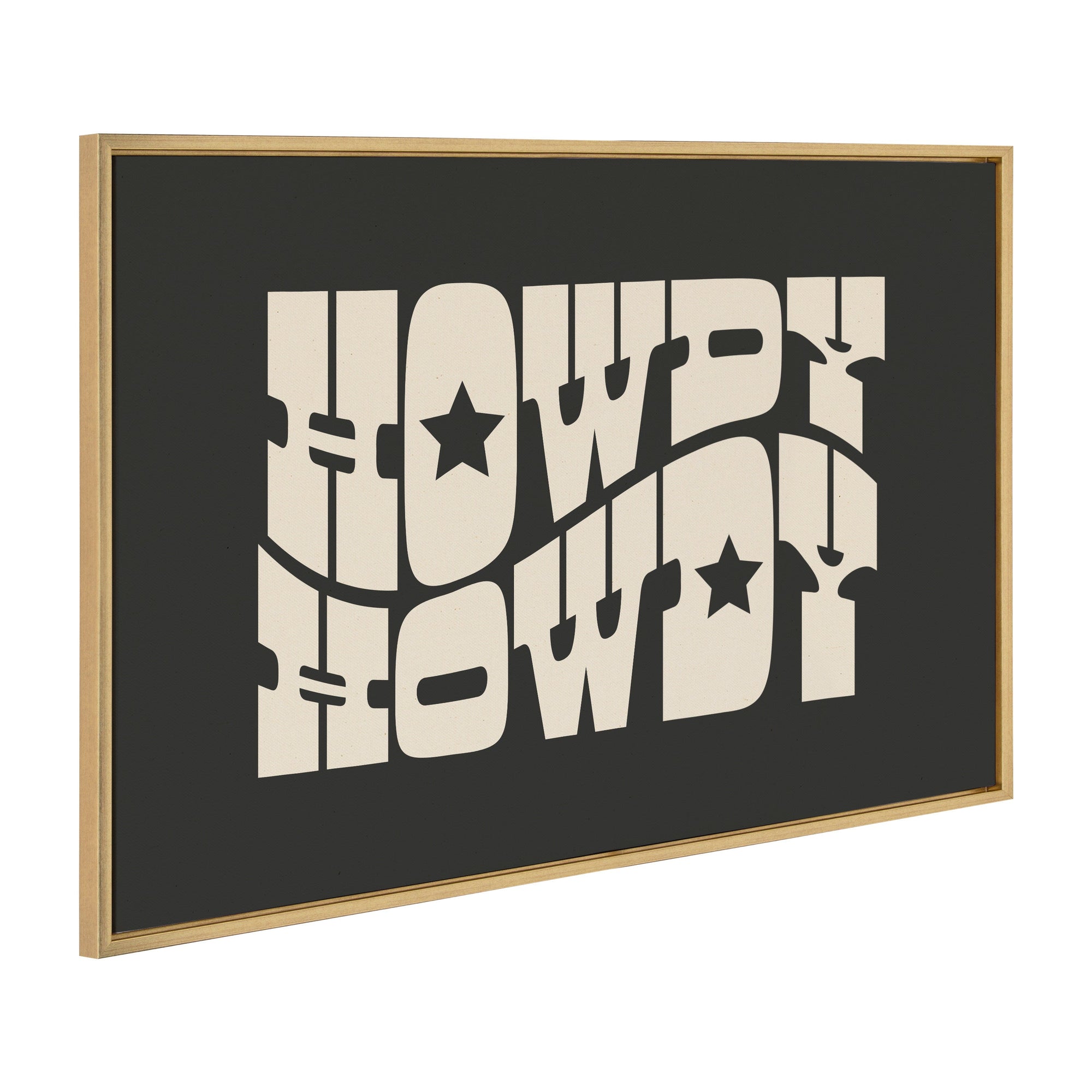 Black framed canvas art 'Howdy Star' landscape by Honey Island Studio featuring a western landscape in neutral tones.
