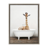 Sylvie Giraffe 2 in the Tub Color Framed Canvas by kateandlaurel - product image 7 for Resin Society