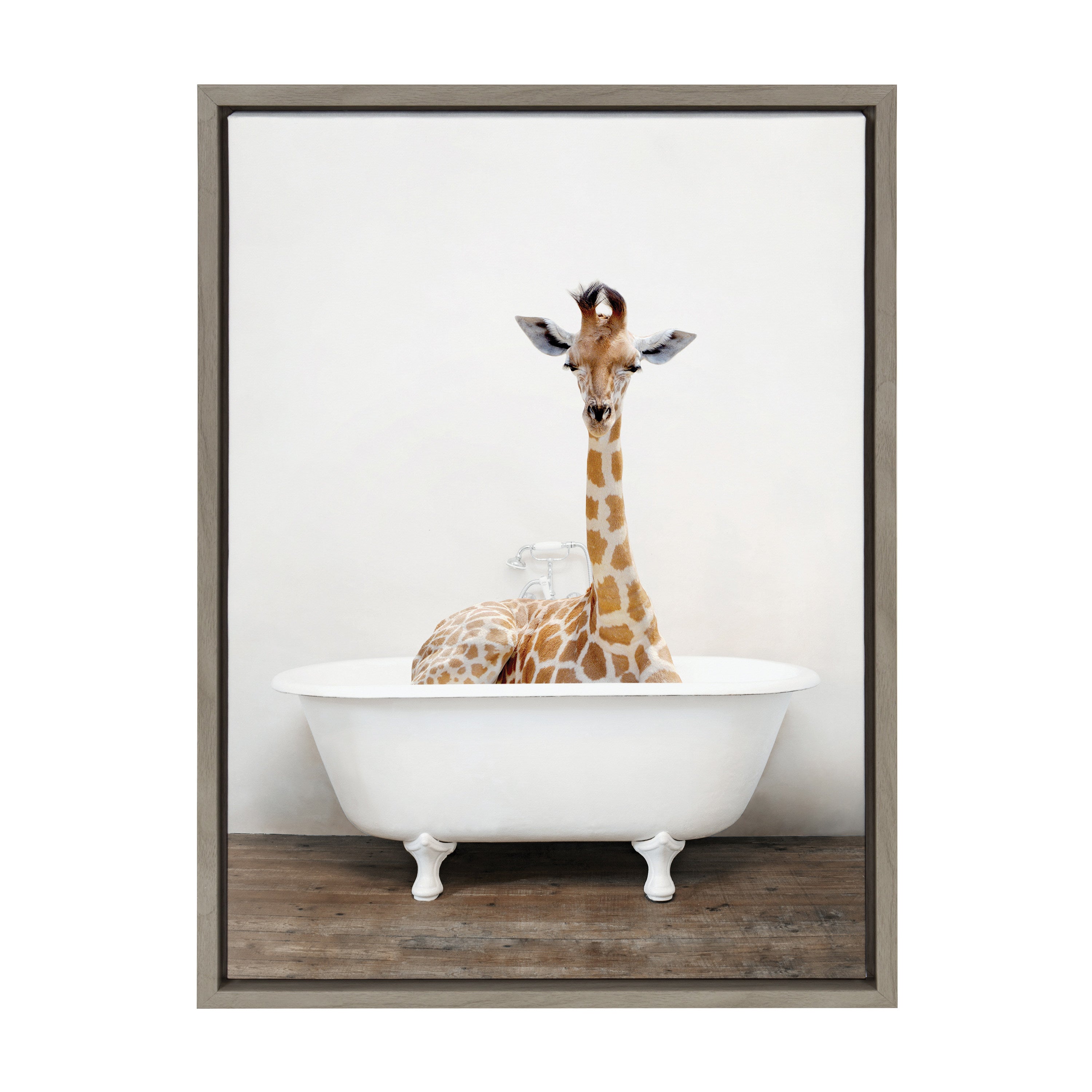 Sylvie Giraffe 2 in the Tub Color Framed Canvas by kateandlaurel - product image 7 for Resin Society