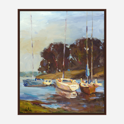 Sailboats in Cove Artist Enhanced Canvas Print by John Beard Collection - product image 7 for Resin Society