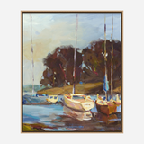 Sailboats in Cove Artist Enhanced Canvas Print by John Beard Collection - product image 8 for Resin Society