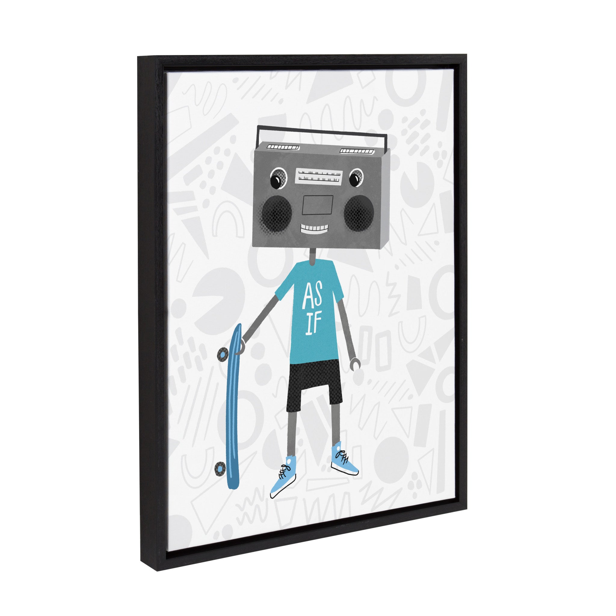 Sylvie Boom Box Boy 2 Framed Canvas by Molly Fabiano, Black 18x24 by kateandlaurel - product image 2 for Resin Society