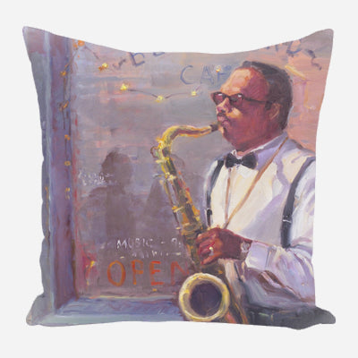 Sax Player Pillow by John Beard Collection - main product image for Resin Society