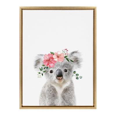 Sylvie Flower Crown Koala Framed Canvas by Amy Peterson Art Studio