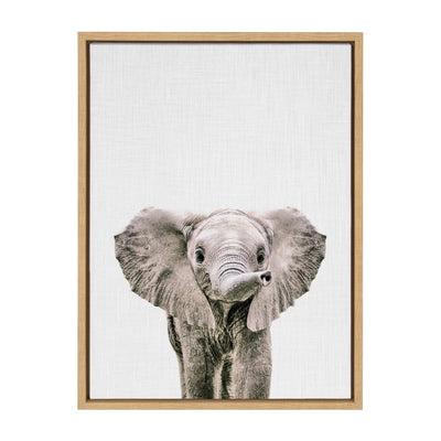 Sylvie Baby Elephant Color Framed Canvas by kateandlaurel - product image 2 for Resin Society