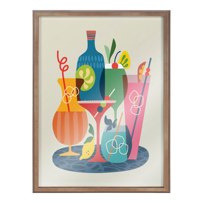 Blake Mid Century Modern Cocktails Framed Printed Glass by kateandlaurel - product image 2 for Resin Society