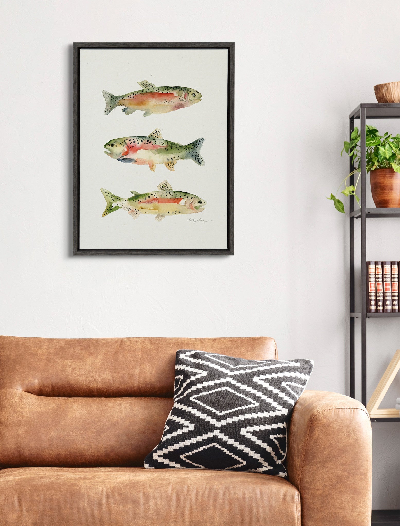 Sylvie Rainbow Trout Framed Canvas by Cathy Zhang by kateandlaurel - product image 7 for Resin Society