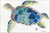 Sea Turtle Placemat with nautical fish design on a dining table