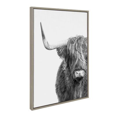 Sylvie B&W Highland Cow No. 1 Framed Canvas by Amy Peterson Art Studio