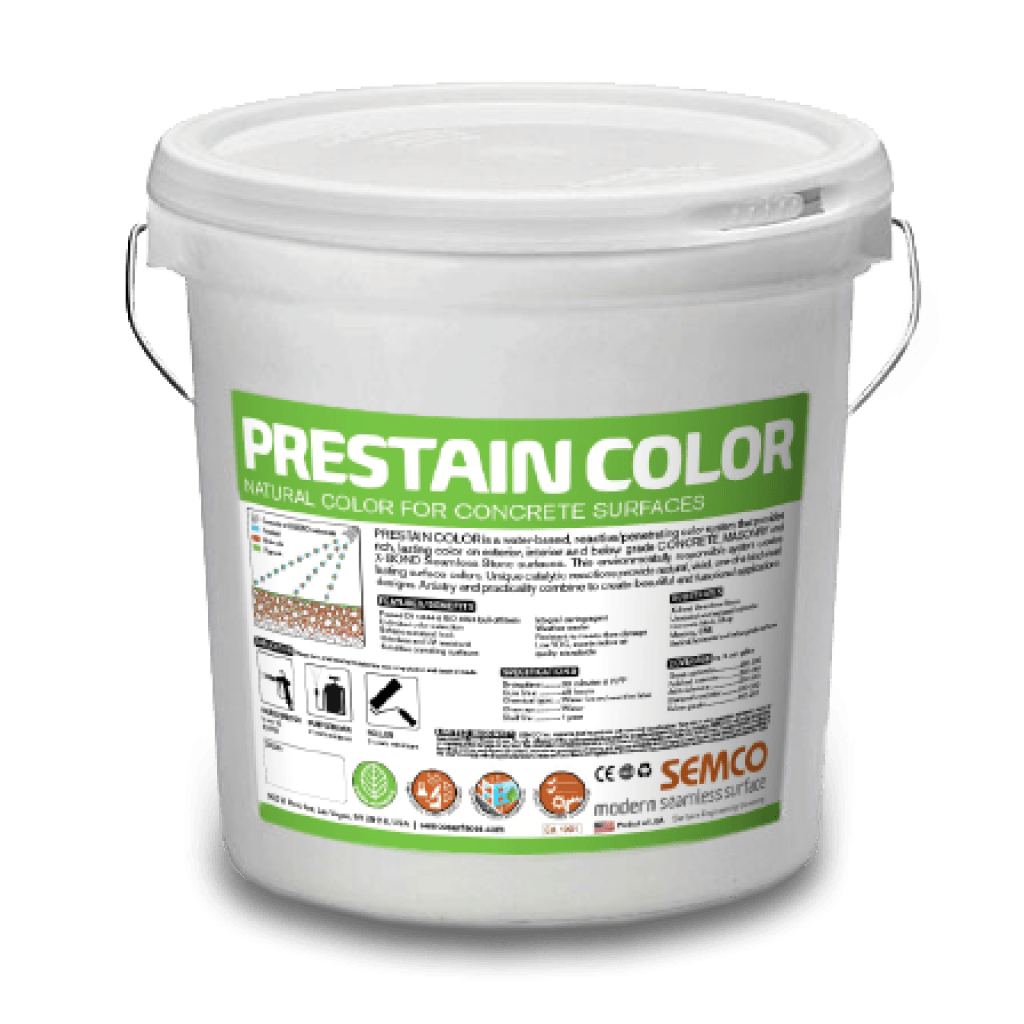 PreStain Color product showcasing an array of color options on concrete surfaces