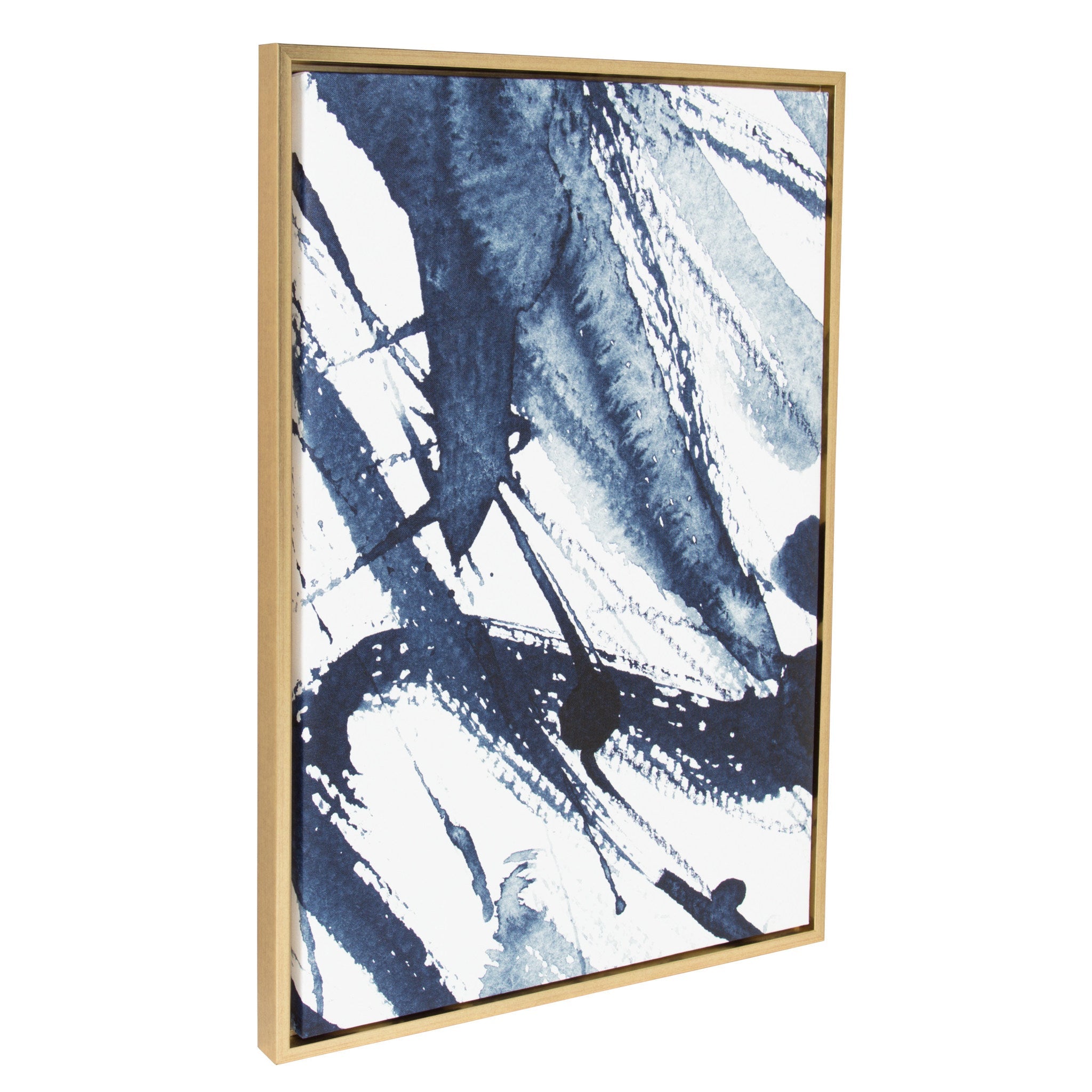 Sylvie Indigo Watercolor Framed Canvas by Amy Peterson Art Studio by kateandlaurel - main product image for Resin Society