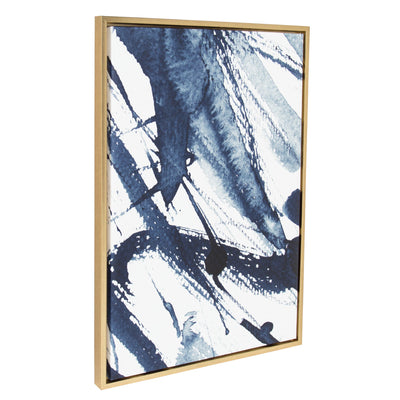 Sylvie Indigo Watercolor Framed Canvas by Amy Peterson Art Studio by kateandlaurel - main product image for Resin Society