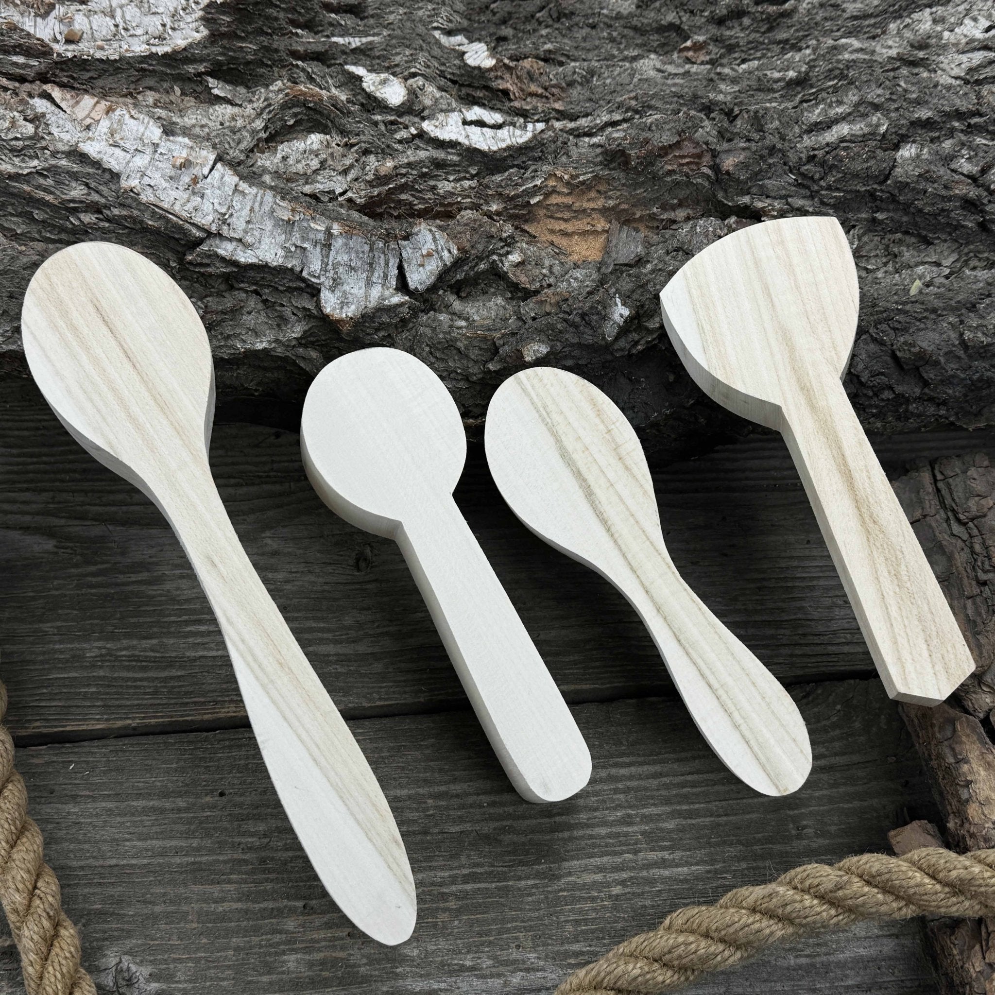 Set of 12 pre-shaped linden wood spoon carving blanks in four different profiles