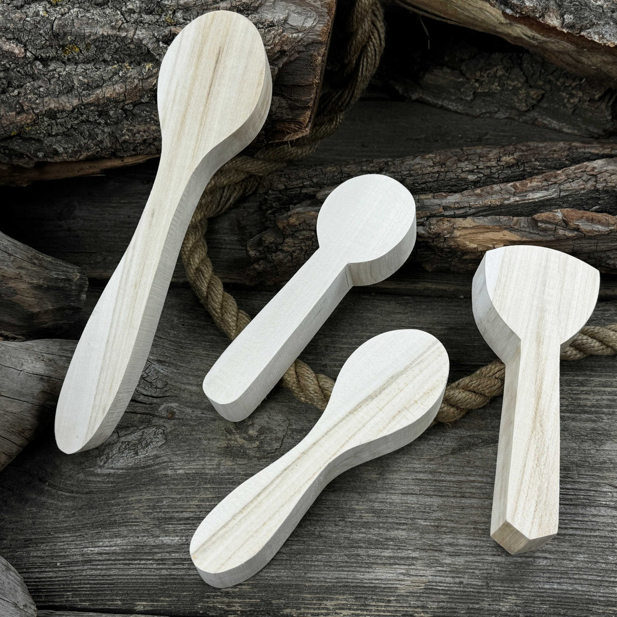 Set of 12 pre-shaped linden wood spoon carving blanks in four different profiles
