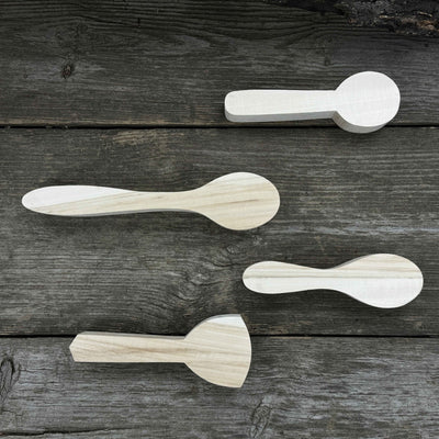 Set of 12 pre-shaped linden wood spoon carving blanks in four different profiles