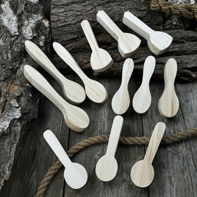 Set of 12 pre-shaped linden wood spoon carving blanks in four different profiles