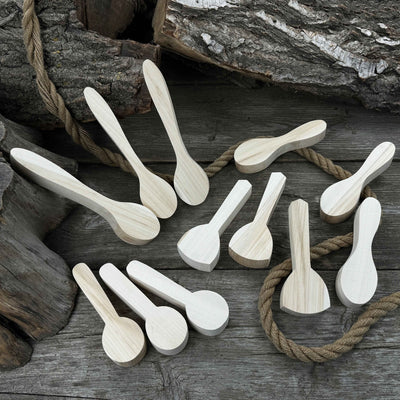 Set of 12 pre-shaped linden wood spoon carving blanks in four different profiles