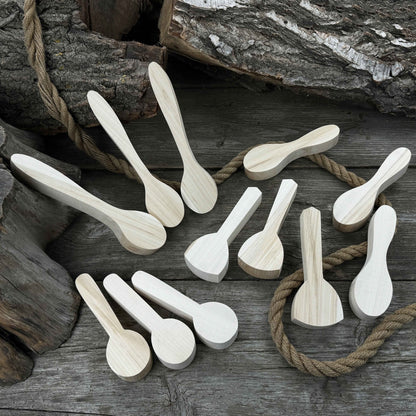 Set of 12 pre-shaped linden wood spoon carving blanks in four different profiles