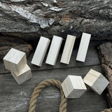 Set of 16 finely sanded linden wood carving blanks in cube and block shapes
