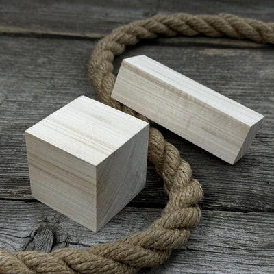 Set of 16 finely sanded linden wood carving blanks in cube and block shapes