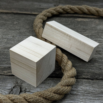 Set of 16 finely sanded linden wood carving blanks in cube and block shapes