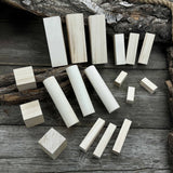 Set of 18 assorted linden wood carving blanks in various sizes by Sharky Forged Steel Tools