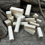 Set of 18 assorted linden wood carving blanks in various sizes by Sharky Forged Steel Tools